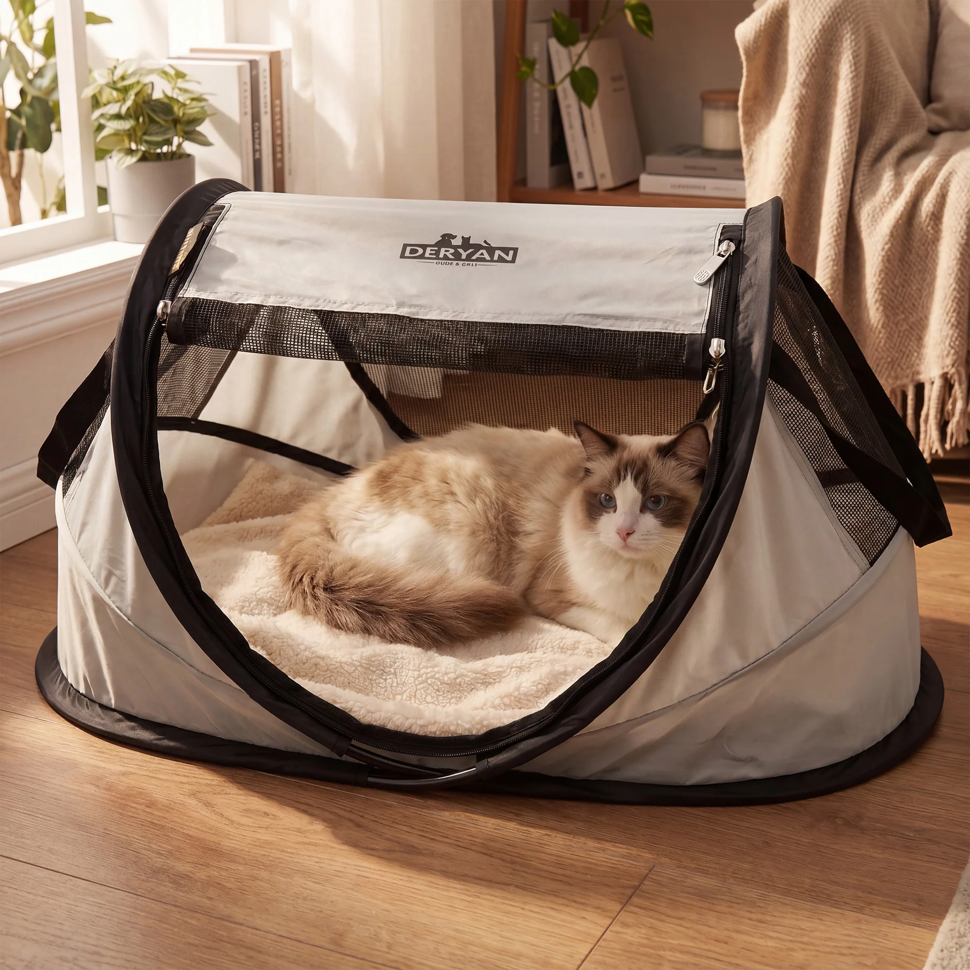 Deryan Perros y Gatos - Luxury Pop-Up Pet Travel-Cot - Corral para perros - Sistema pop-up - Banco plegable - Malla extra gruesa - Pequeño - Image 5