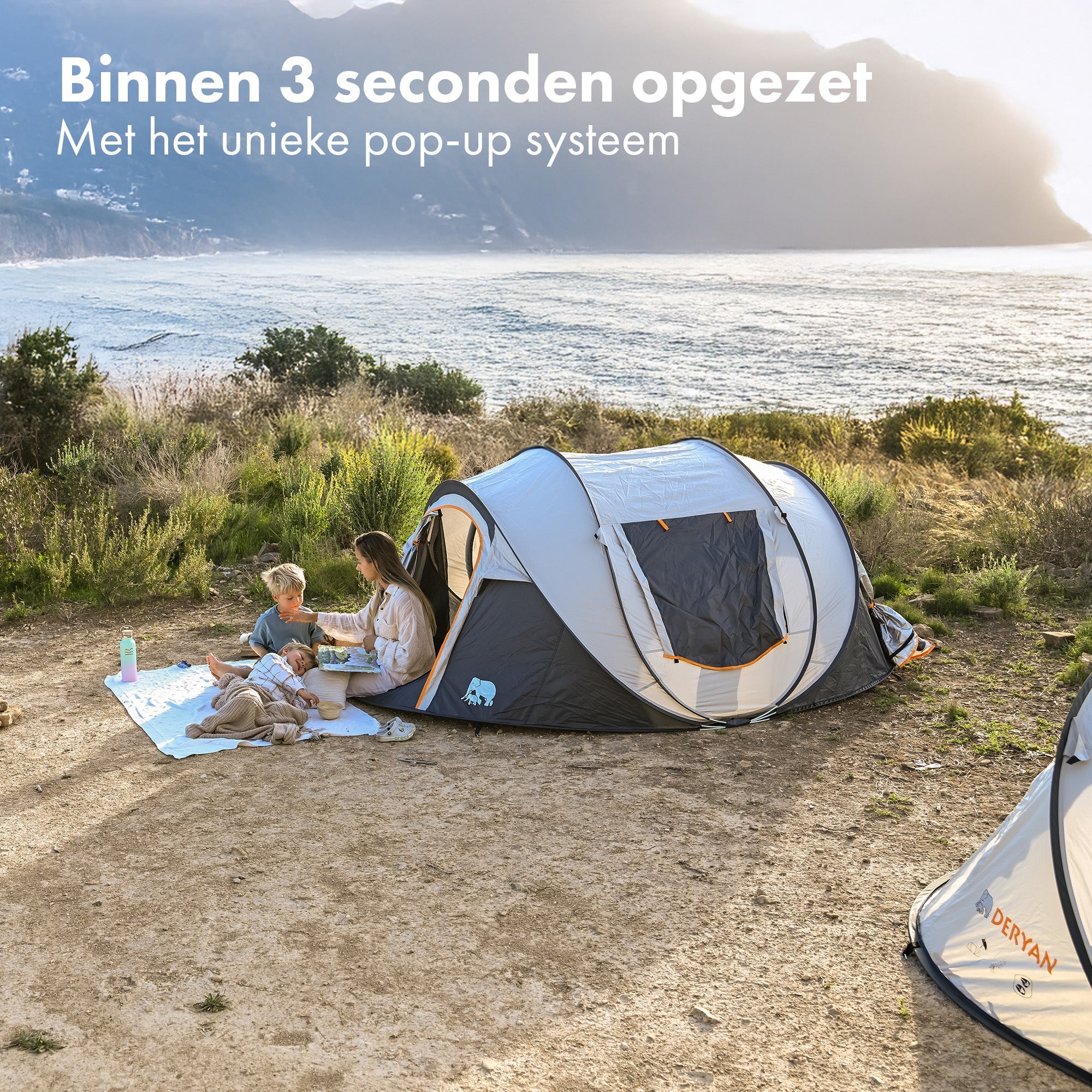 Pop Up Luxe Tent - 2000MM columna de agua - Crema - 4 Personas - Image 5