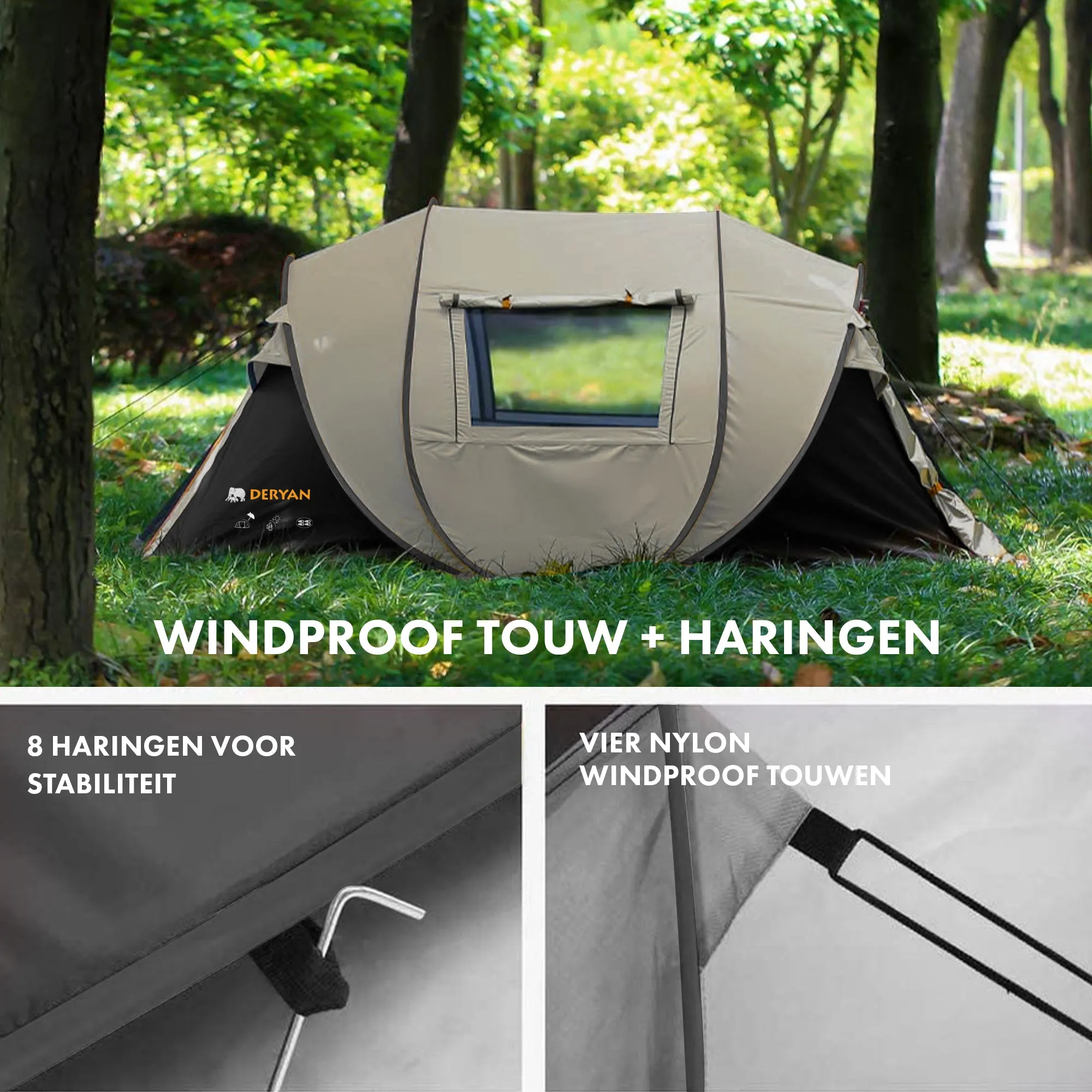 Pop Up Luxe Tent - 5000MM columna de agua - Beige - 4 Personas - Image 8