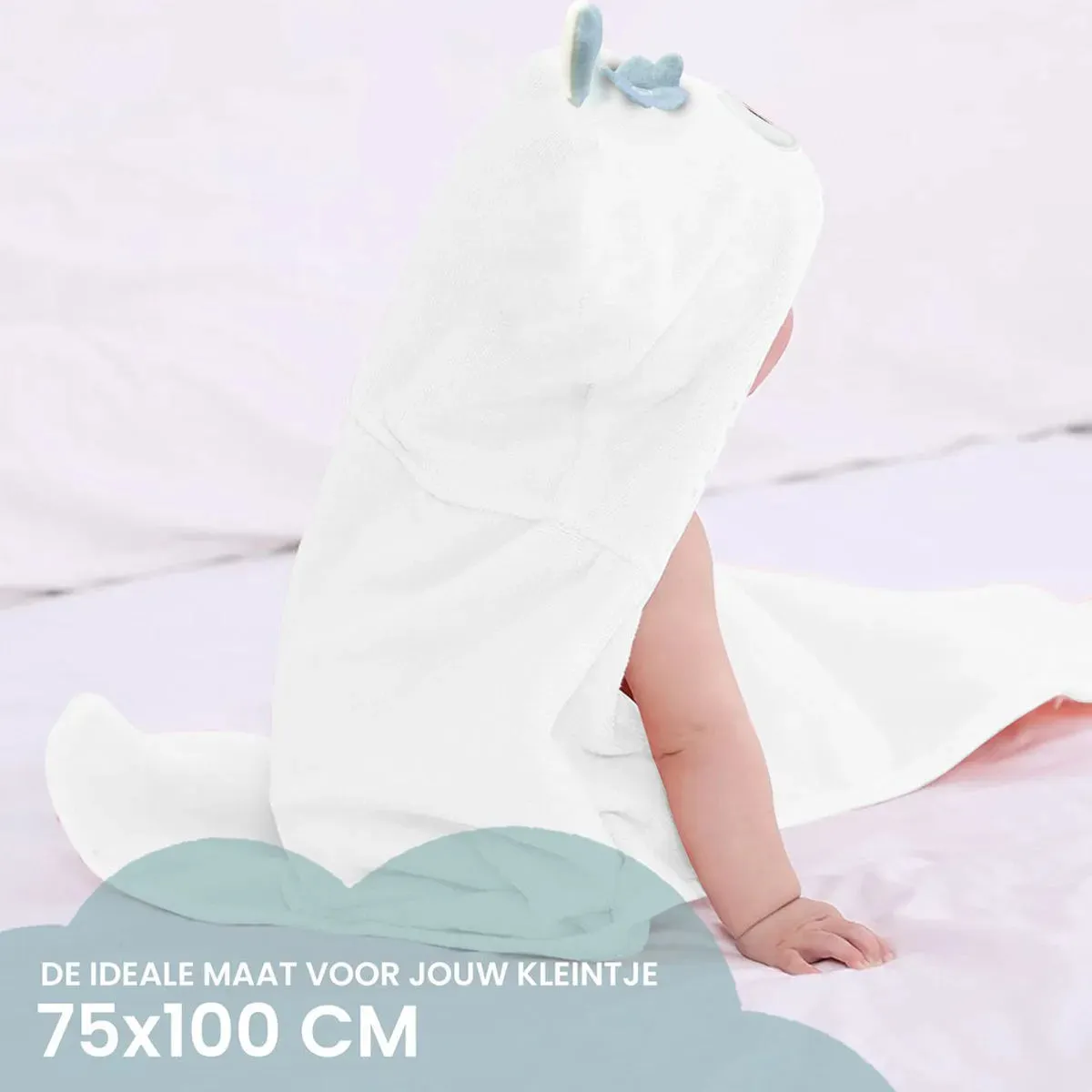 Búho Manta polar multifuncional para bebé con capucha - Wrap Blanket - Manta 75x100 cm - Image 3