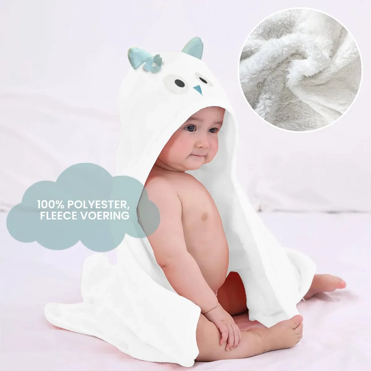Búho Manta polar multifuncional para bebé con capucha - Wrap Blanket - Manta 75x100 cm - Image 4
